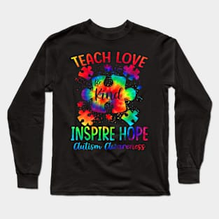 Teach Hope Love Inspire Autism Awareness Long Sleeve T-Shirt